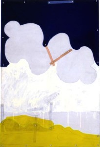 Mario Schifano "Paesaggio anemico" (1965) Smalto su tela e perspex 220x150cm