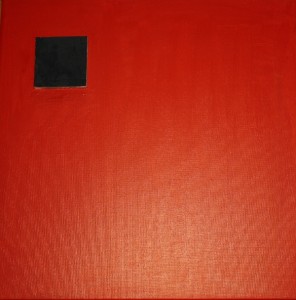 Serie "Quadrati luminosi" 2013 Acrilico si tela (il piccolo quadratino nero è una spugnetta ricavata da una confezione per orecchini)